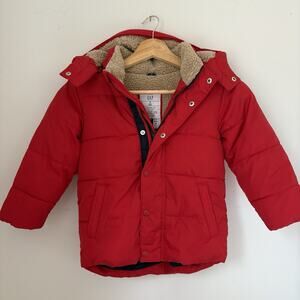 Gap Toddler Size 4 ColdControl Max Puffer Winter Jacket Sherpa Lined Pure Red